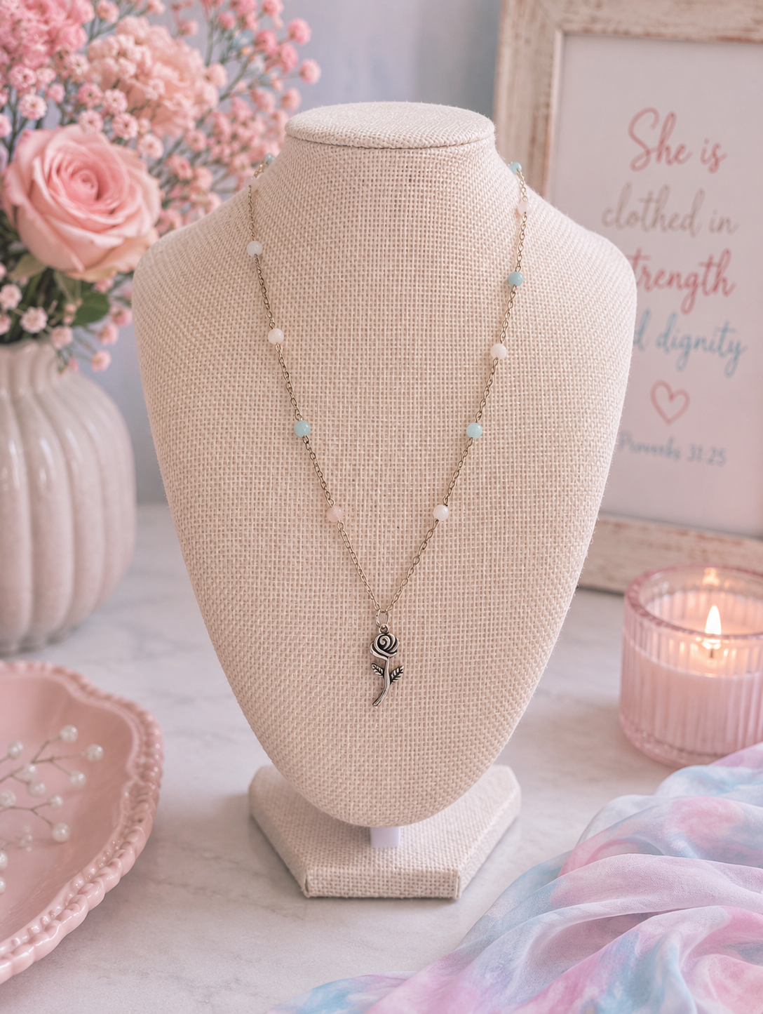 Blushing Rose Necklace
