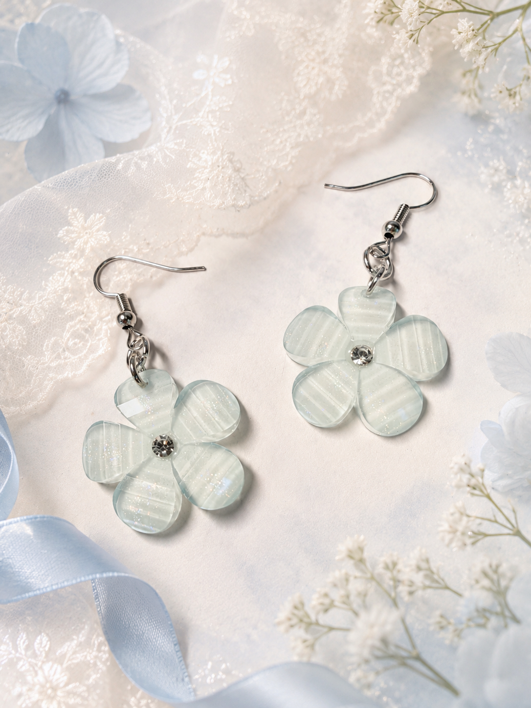 Sky Blue Petal Earrings