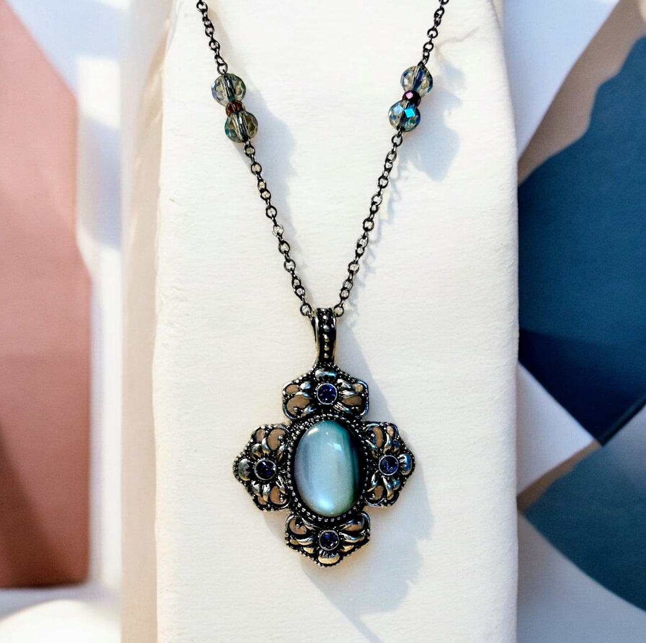 Moonstone Victorian Bloom Necklace image 0