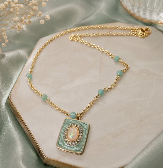 Seafoam Opal Charm Necklace